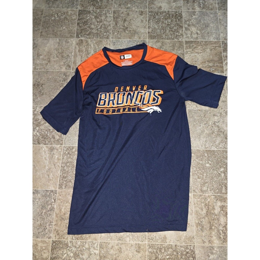 Small Denver Broncos Orange Blue Mans Graphic Mens Tee T-Shirt Top #884